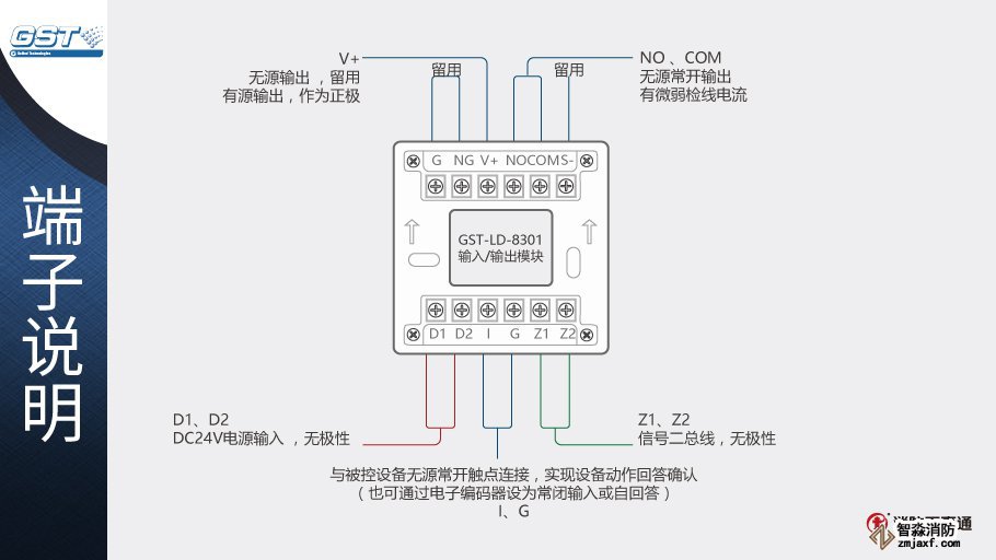 GST-LD-8301輸入/輸出模塊端子說(shuō)明